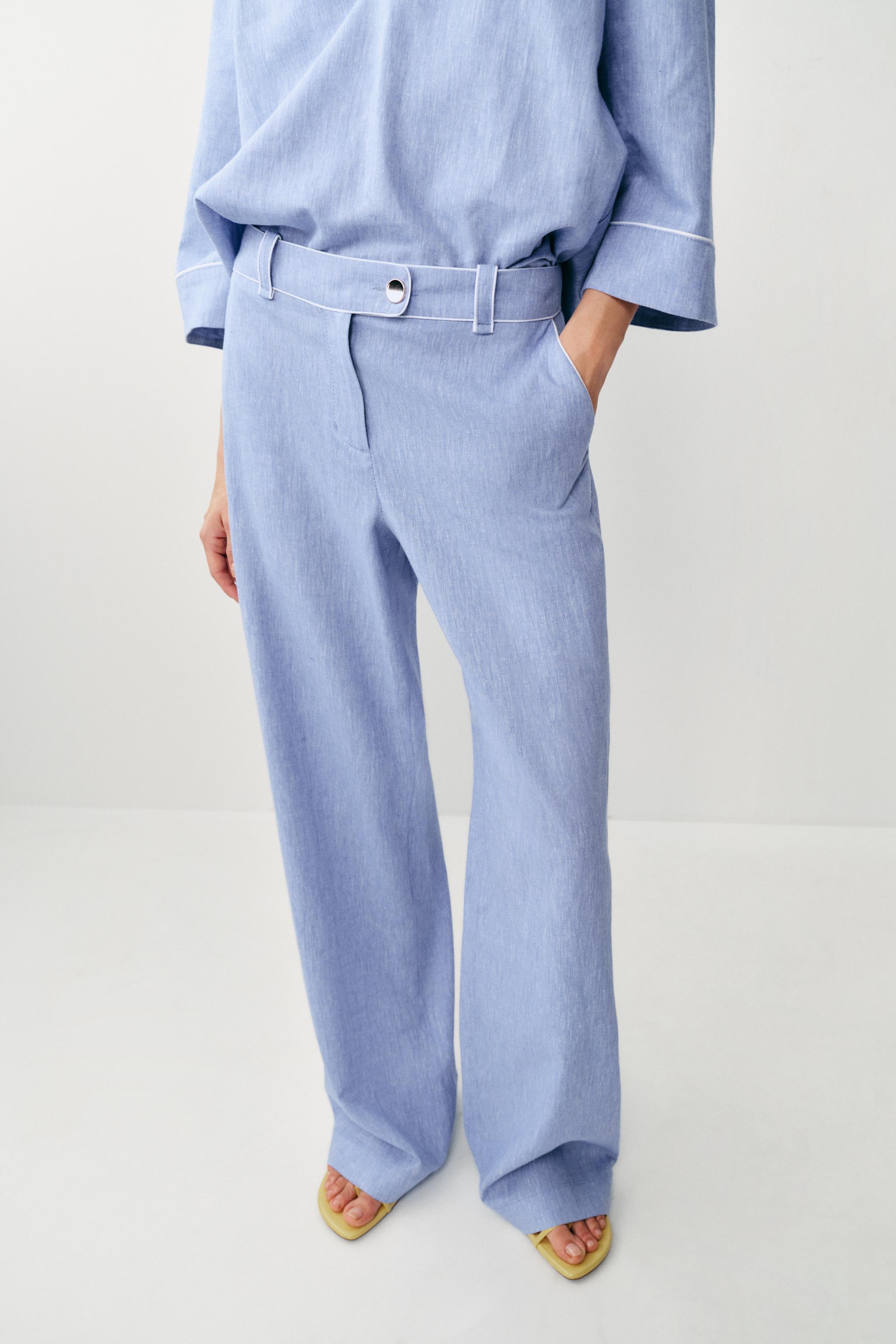 LINEN PANTS WITH PIPING